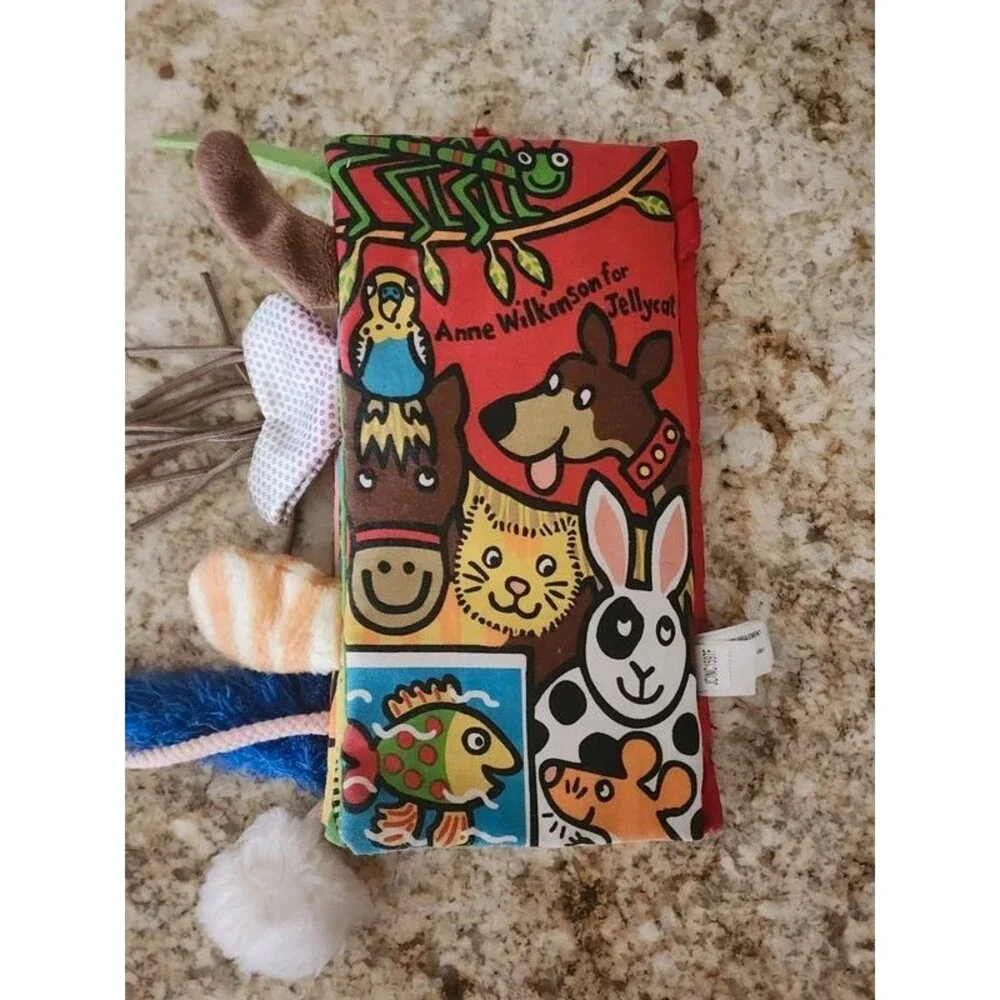 Jellycat Pet Tails Soft Activity Book Sensory Textured Toy Crinkle Stem